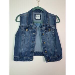 Mudd Y2K Dark Blue Denim Jean Trucker Vest, Juniors Size M